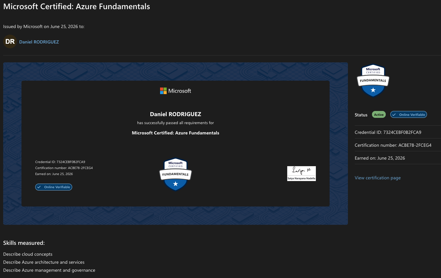 Microsoft Certified: Azure Fundamentals